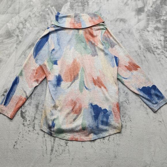 CJ Banks Sweater Womens X Multicolor Floral Watercolor Cowl Neck Pullover Casual - Picture 2 of 9